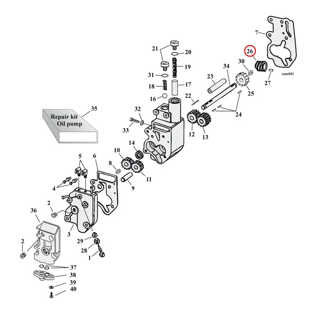 MCS Drive gear, oil pump. 5 teeth - 26349-54