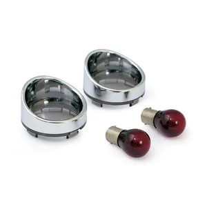 MCS Turn signal lens set with visor. Light smoke lens, red bulb