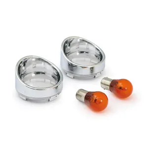 MCS Turn signal lens set with visor. Clear lens, amber bulb