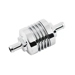 MCS Fuel filter ribbed for 5/16" fuel hose. Chrome