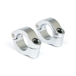 MCS Engine guard clamp set, for spotlamps. short. Chrome