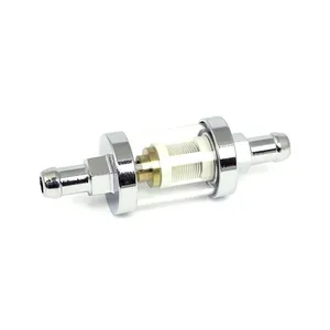 MCS Clear-view fuel filter, 3/8" ID. Chrome