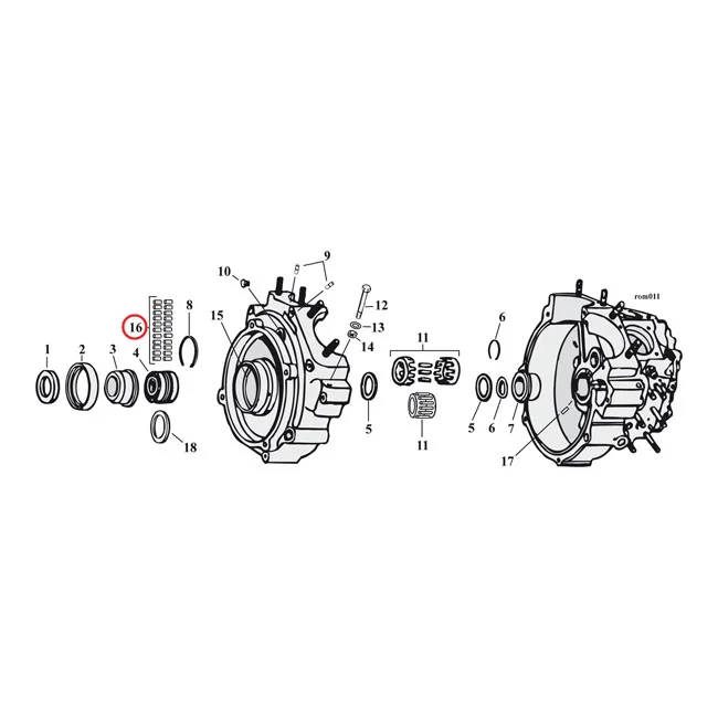 MCS Pinion shaft (right side) crankcase/wheel rollers, +.0008" - 9224A