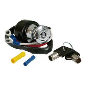 MCS Dyna style ignition switch, round key, 2-wire. Chrome