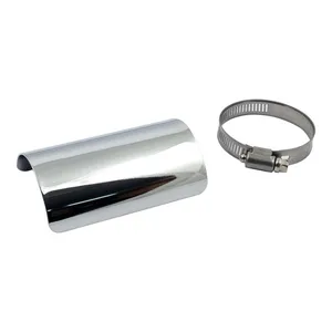MCS Universal smooth heat shield 4" long chrome