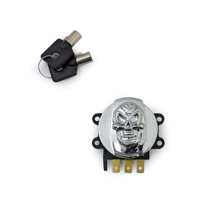 MCS 96-up ignition switch, side hinge type. Skull, chrome - 71313-96A