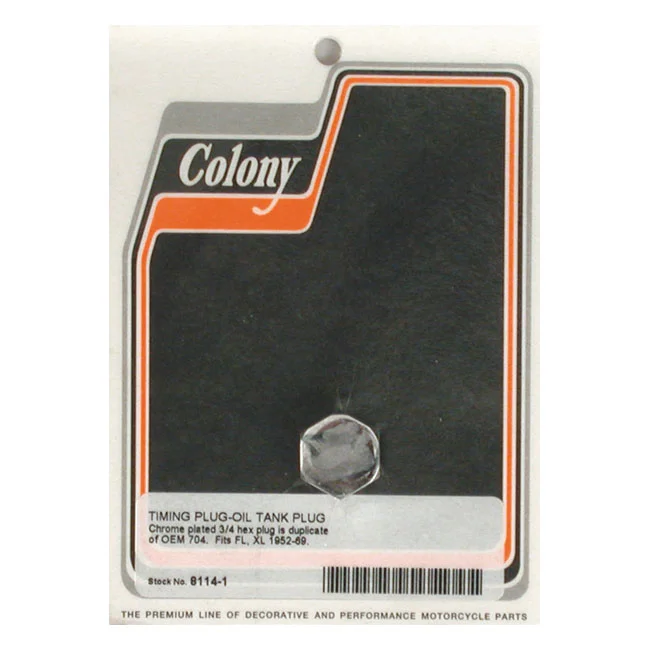 Colony Timing/drain plug. Hex head. Chrome - 704