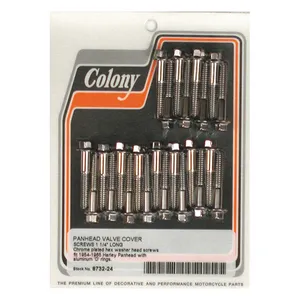Colony Colony, Panhead rocker cover screw kit. Chrome hex. Long