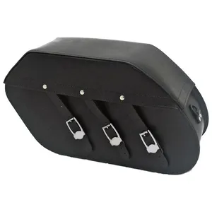 MCS MCS, reinforced rigid leather saddlebag set. 22 liter