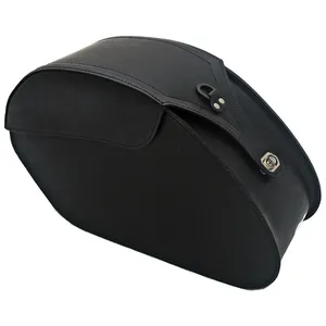 MCS MCS, reinforced rigid leather saddlebag set. 28 liter