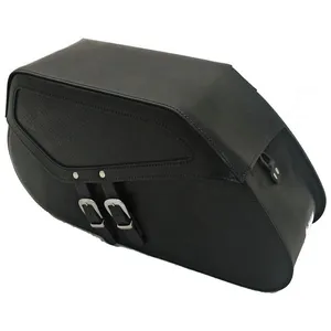 MCS MCS, reinforced rigid leather saddlebag set. 25 liter
