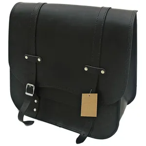 MCS MCS, single leather saddlebag. 30 liter. Black