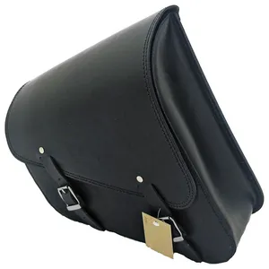 MCS MCS, leather swing arm bag left, 12 liter. Black