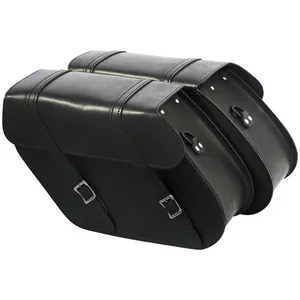 MCS MCS, reinforced rigid leather saddlebag set. 17 liter