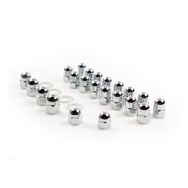 Colony Shovel rocker box top nut kit. Chrome, Acorn