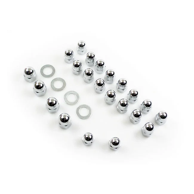 Colony Shovel rocker box top nut kit. Chrome, Acorn
