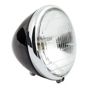 MCS 6-1/2" springer headlamp assembly. 12v. Black/chrome