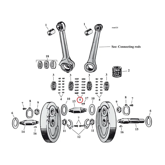 MCS Pinion shaft (right side) & long conrod rollers, +.0010" - 9246