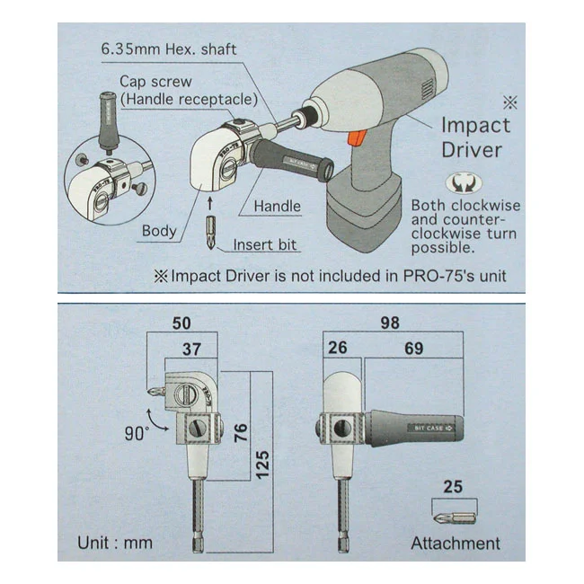 Tengtools Pro-75 L-Drive for electric drill