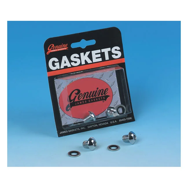 James Gaskets Gaskets, fork slider drain screws. Chrome button head - 45858-77