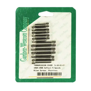 Gardner-Westcott GW, transmission side cover screw kit. Stainless Allen head