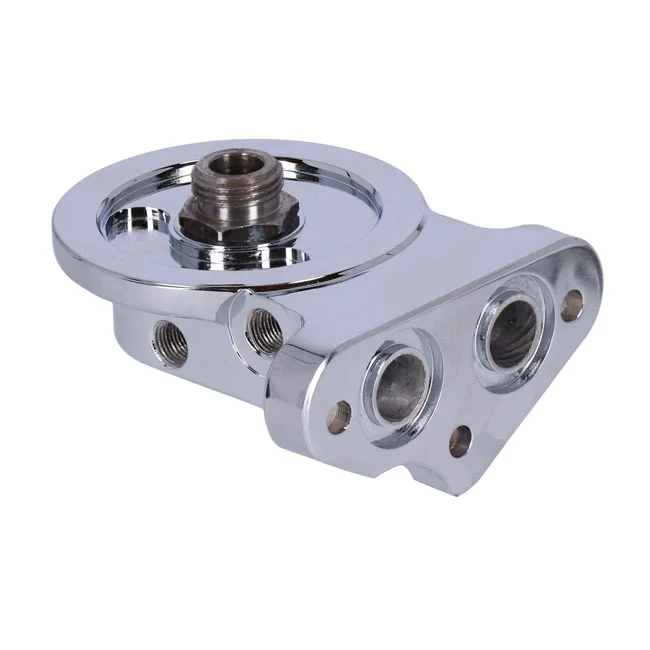 S&S Twin Cam billet oil filter mount kit. Chrome