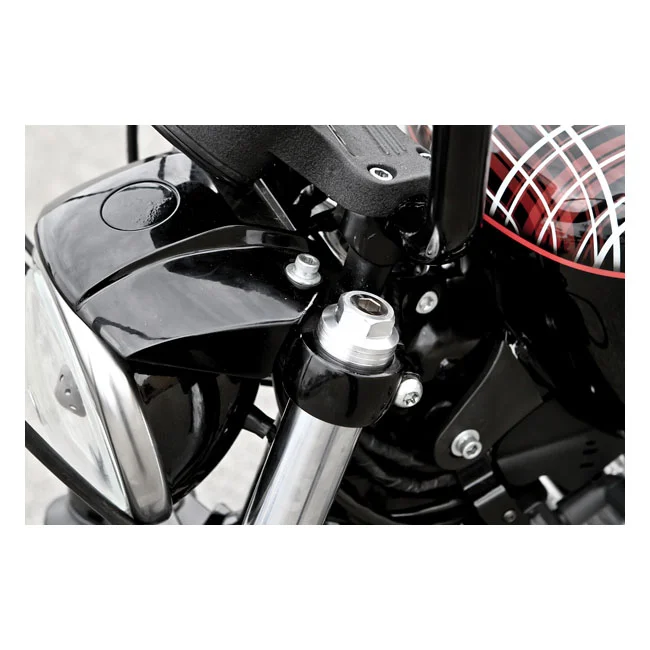 Burly 39mm fork spring preload adjusters. Clear anodized