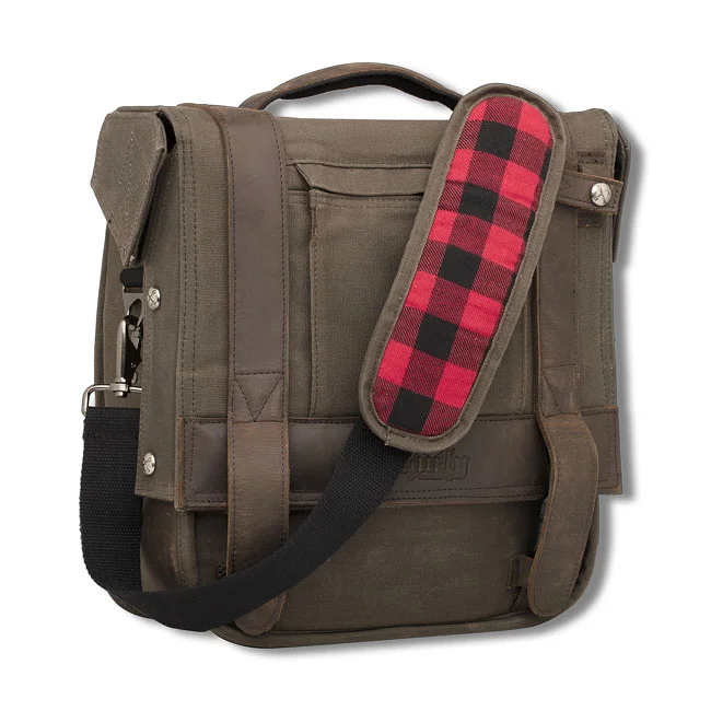 Burly Voyager saddlebag. Dark Oak canvas