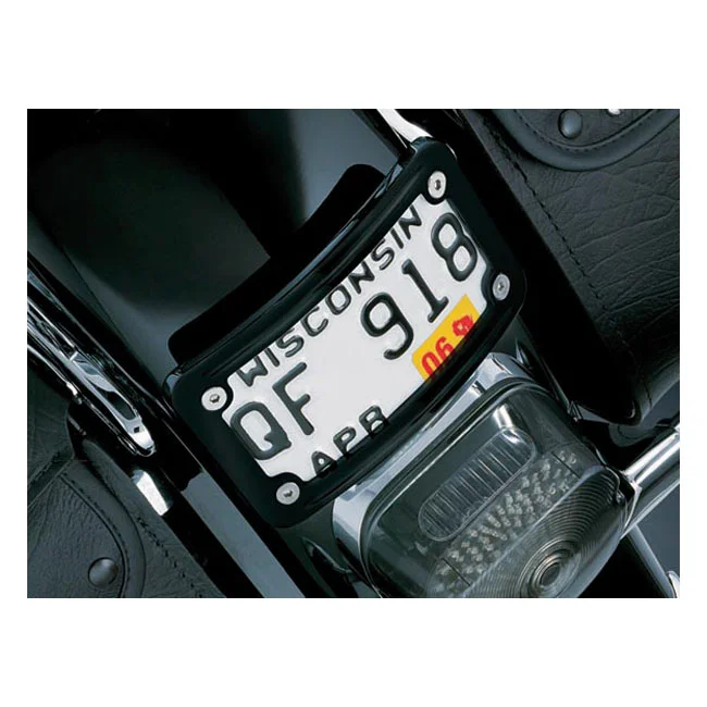 Kuryakyn Curved laydown license plate frame. Black