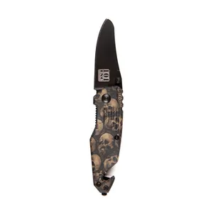 Army Surplus Knife skull & clip small black brown