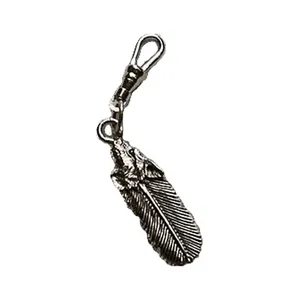 MCS Wolf''s head feather zipper pull