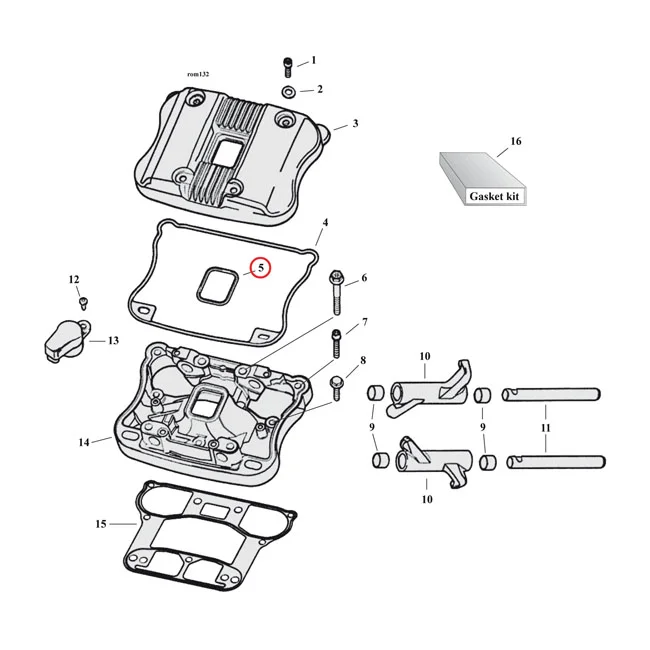 Cometic Middle rocker cover gasket. Rubber - 17358-84A