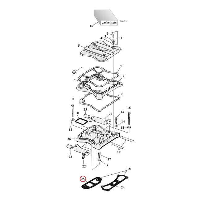 Cometic Right rocker cover gasket. Fiber - 16778-84B