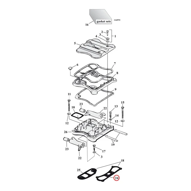 Cometic Left rocker cover gasket. Fiber - 16779-84D