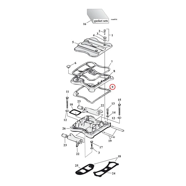Cometic Gasket lower & upper rocker cover. Rubber (5) - 17353-89
