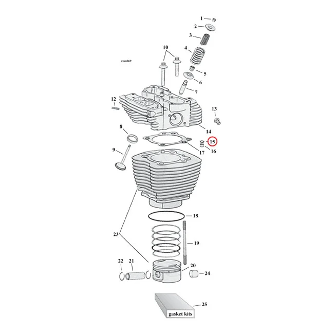 Cometic O-ring cylinder head & base stud. Viton - 11273