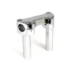 MCS 4.5" rise handlebar riser set + top clamp. Chrome