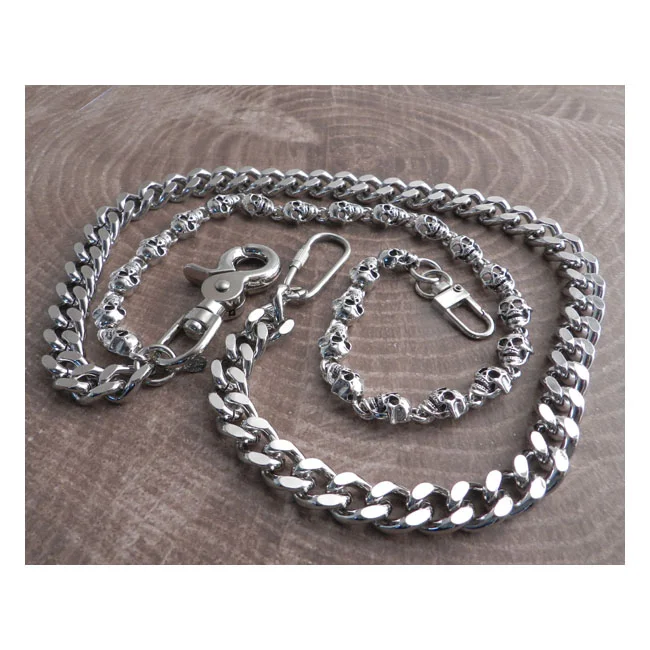 Amigaz Pewter Skull & Cut Leash Double Wallet Chain