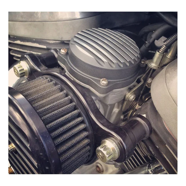 Motone CV carburetor top cover. Finned/Rippled. Black