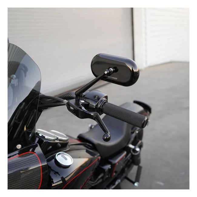 Arlen Ness Ness, Oval forged mirror. Left, black