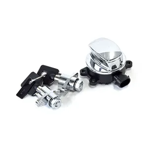 MCS FLHR ignition switch & saddlebag lock kit. Chrome
