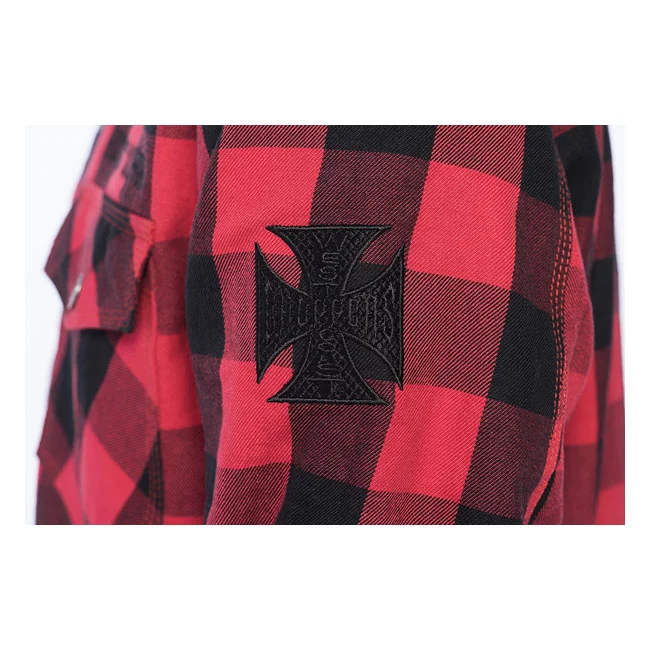West Coast Choppers WCC Dominator riding flannel shirt red/black CE appr.