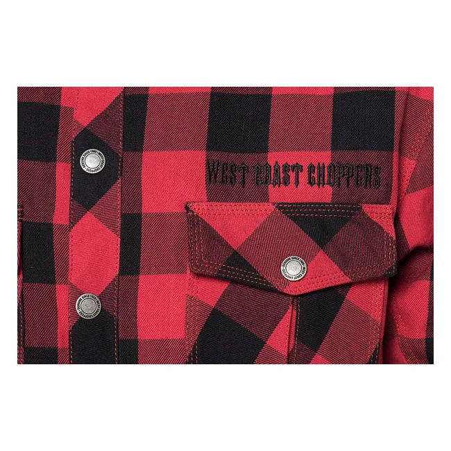 West Coast Choppers WCC Dominator riding flannel shirt red/black CE appr.