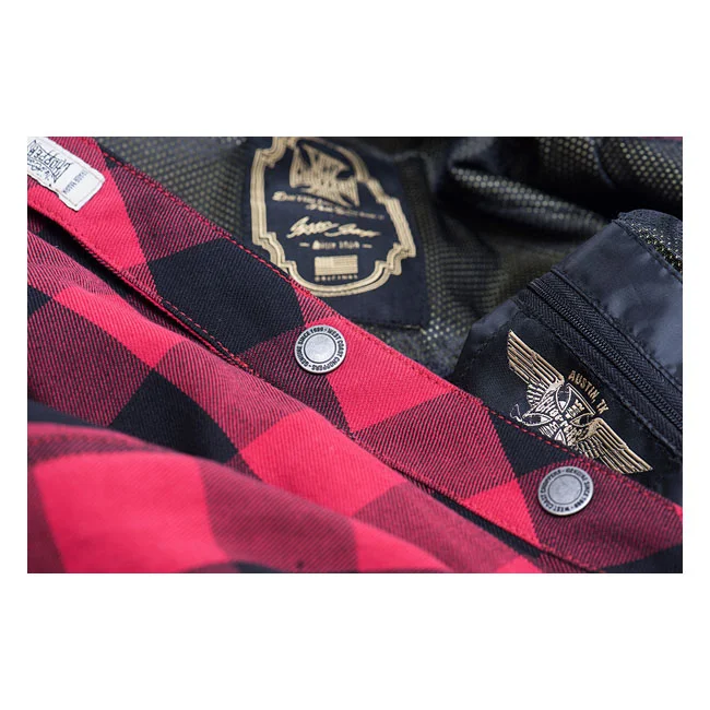 West Coast Choppers WCC Dominator riding flannel shirt red/black CE appr.