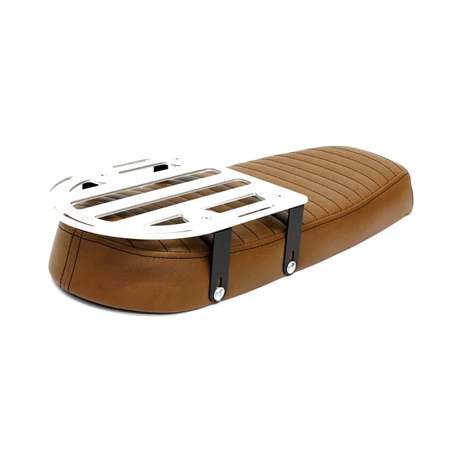 C-Racer Fat Scramsadle scrambler seat. With rack. Brown