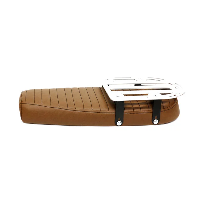 C-Racer Fat Scramsadle scrambler seat. With rack. Brown