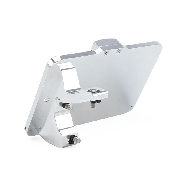 CPV ''slide-in'' license plate bracket. Side mount, polished