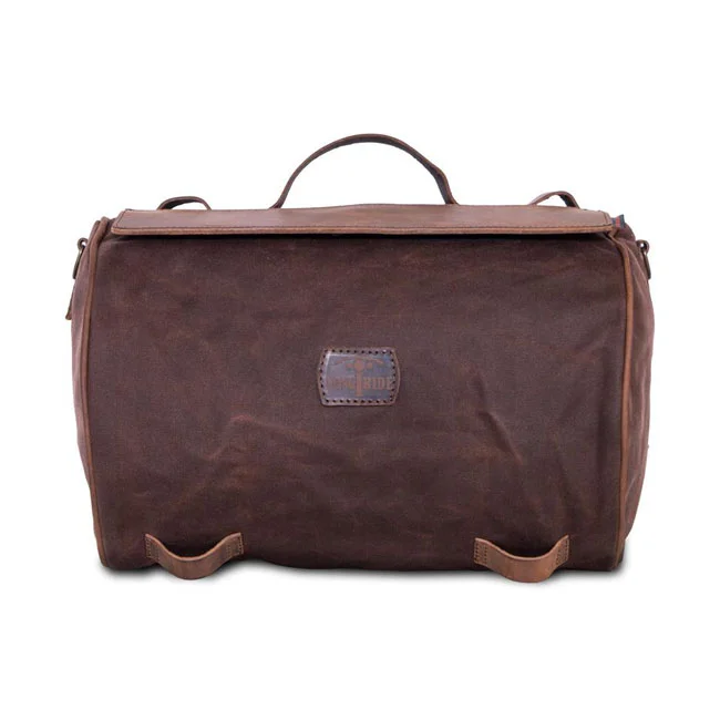 Longride Roll bag waxed cotton narrow. Brown wax
