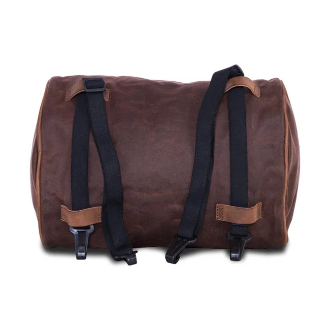 Longride Roll bag waxed cotton narrow. Brown wax