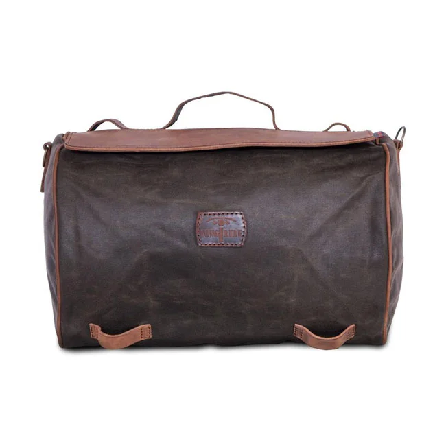 Longride Roll bag waxed cotton narrow. Khaki wax